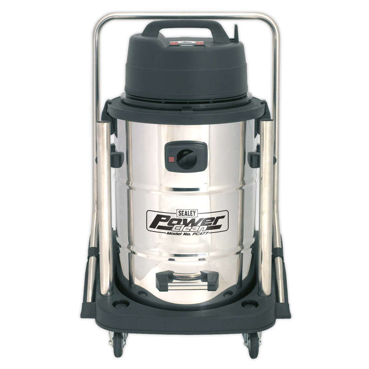 Sealey Industrial Vacuum Cleaner Wet & Dry Stainless Steel Drum with Swivel Emptying 77L 2400W