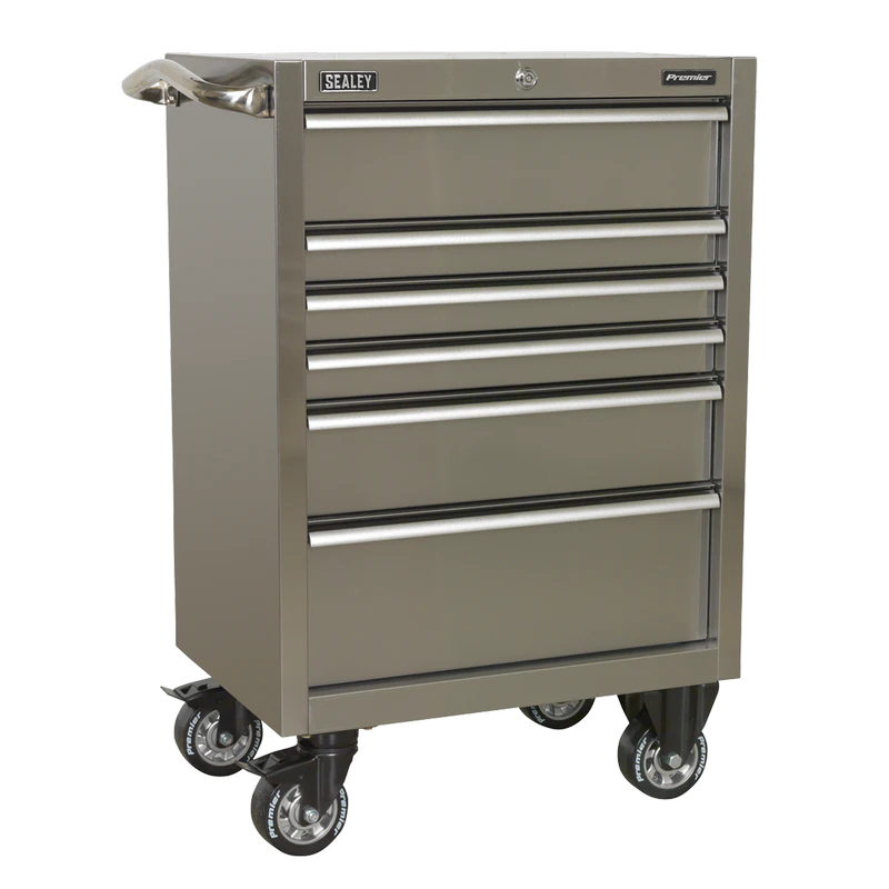Sealey Premier™ Heavy-Duty Rollcab 6 Drawer 675mm - Stainless Steel