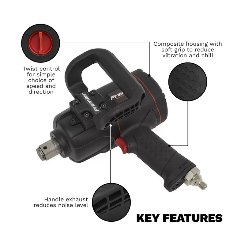 Sealey Premier Twin Hammer Composite Air Impact Wrench 1"Sq Drive