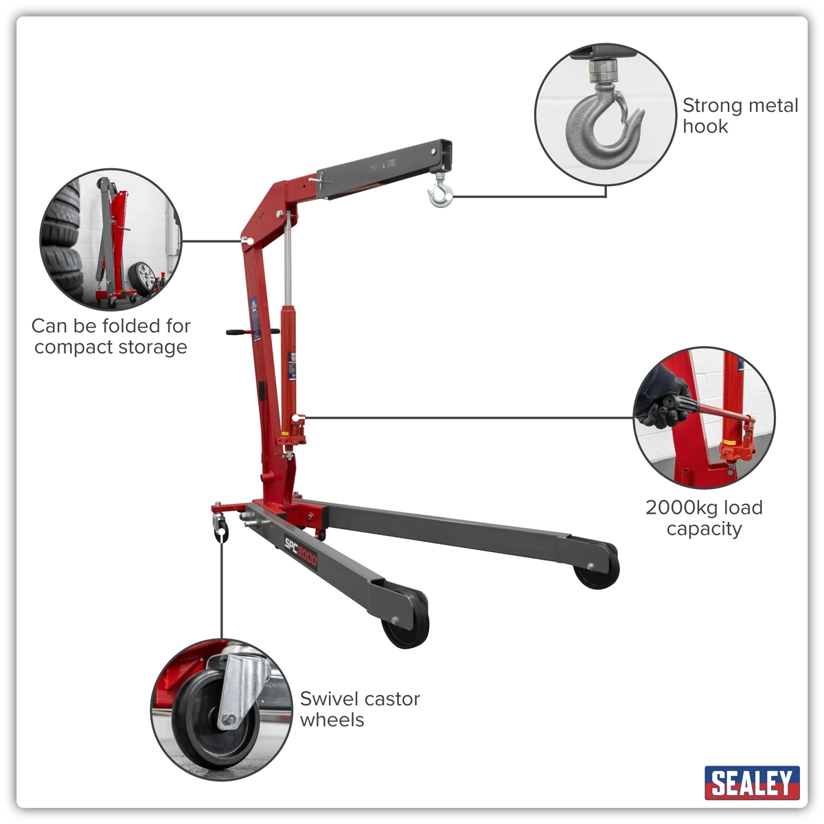 Sealey Folding Engine Crane 2 Tonne