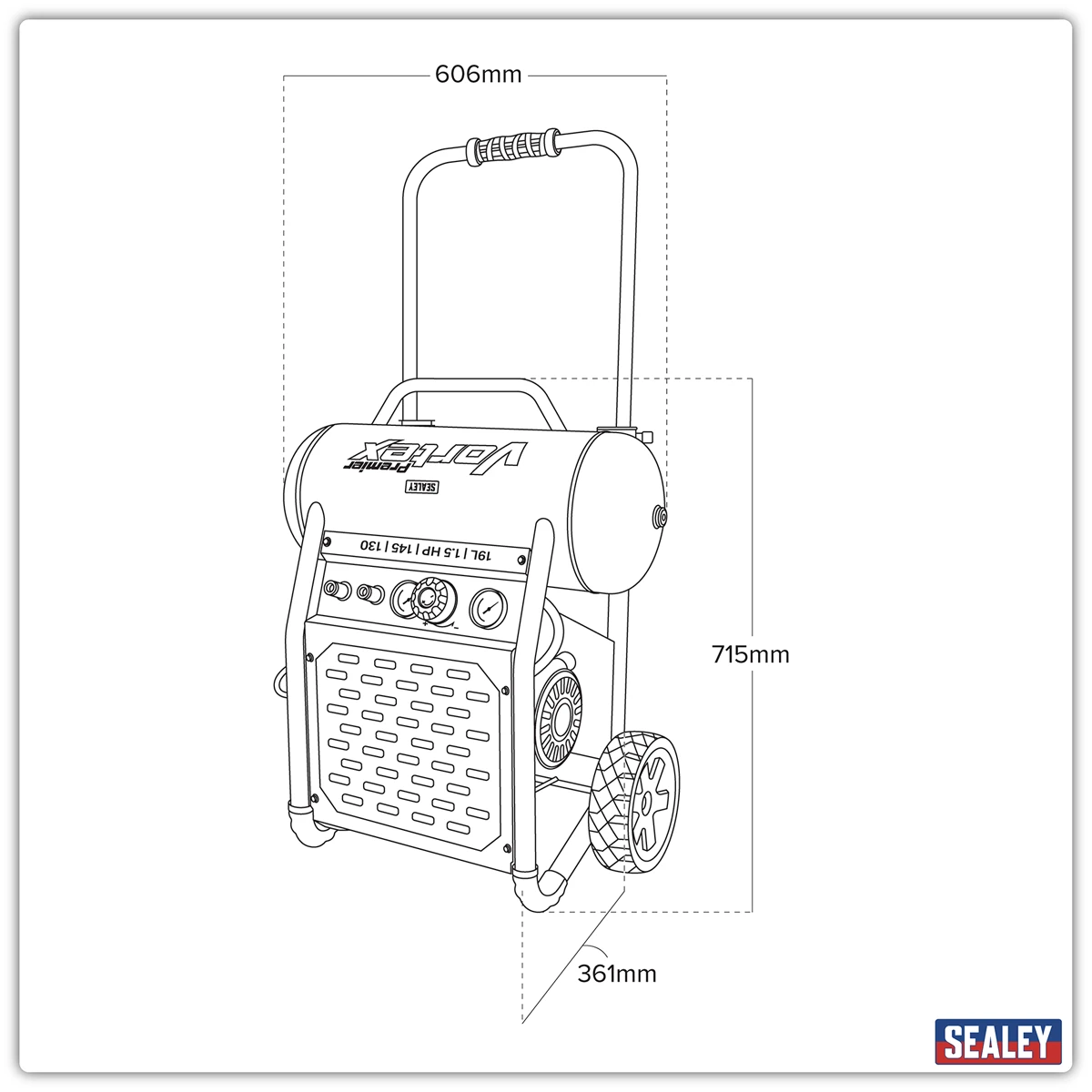 Sealey 19L Oil Free Direct Drive Air Compressor 1.5hp
