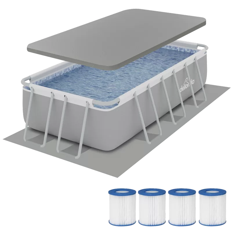 Sealey Dellonda Deluxe Steel Frame Swimming Pool with Filter Pump 13ft, Top Cover, Ground Sheet, Additional Filters & Starter Kit