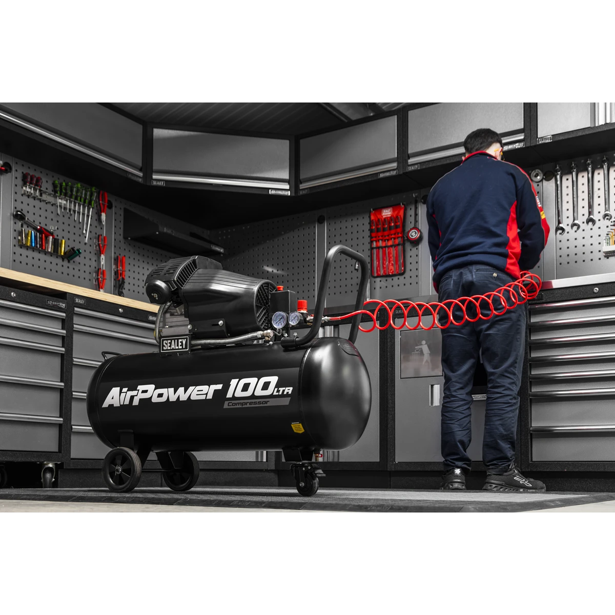 Sealey Air Compressor 100L V-Twin Oil Free Direct Drive 3hp